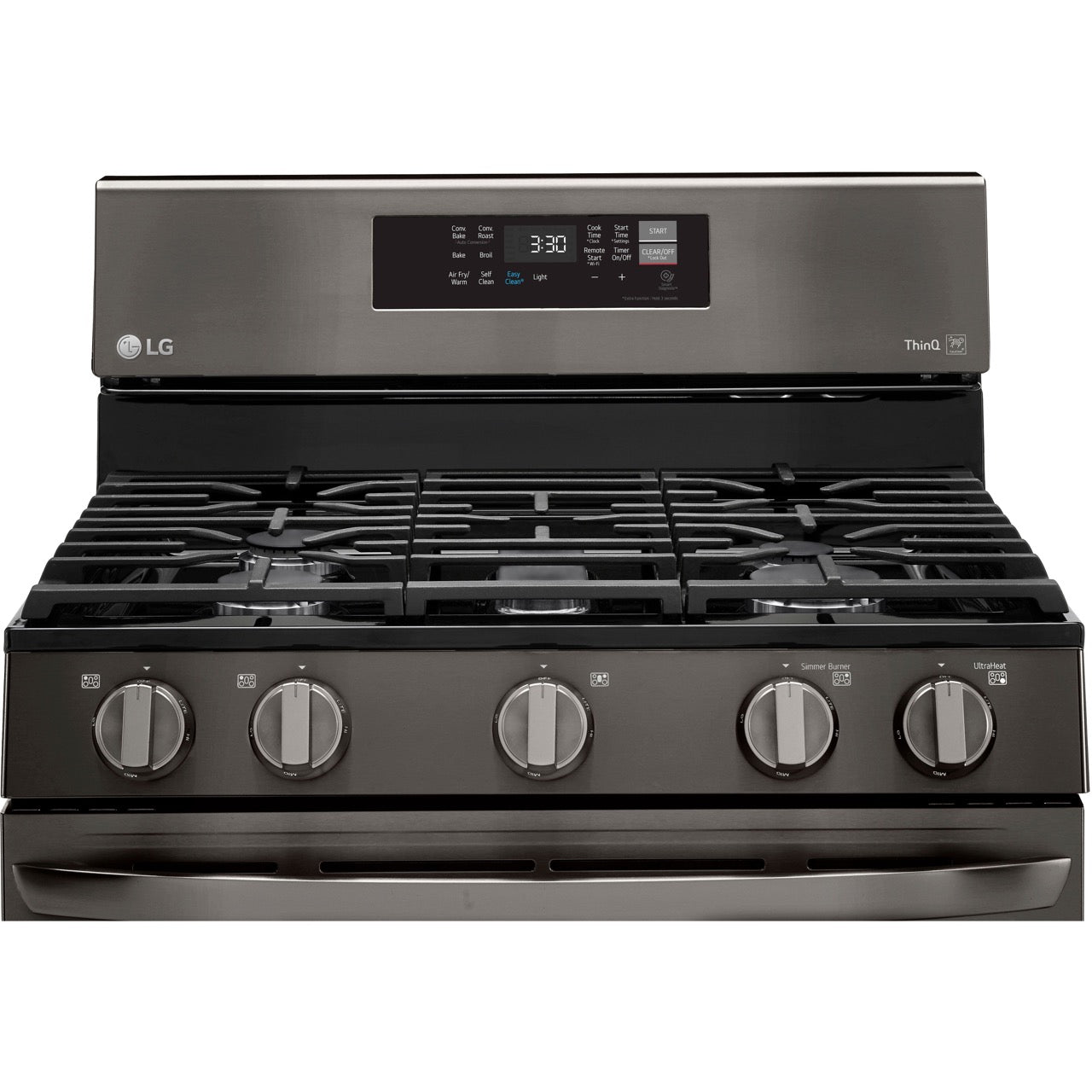 LG 5.8-Cu. Ft. Gas Convection Smart Range with AirFry, Black Stainless Steel (LRGL5823D)
