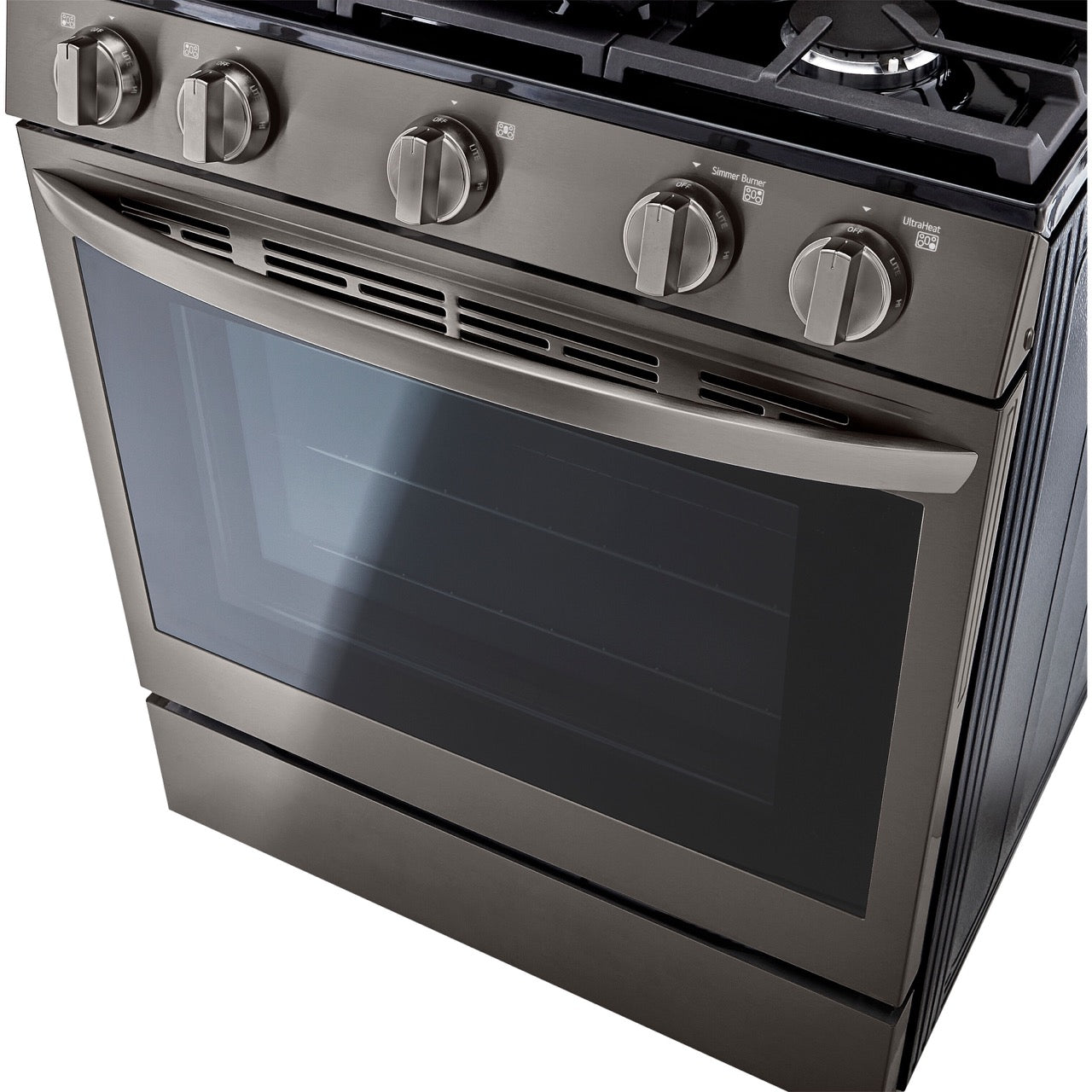 LG 5.8-Cu. Ft. Gas Convection Smart Range with AirFry and InstaView, Black Stainless Steel (LRGL5825D)