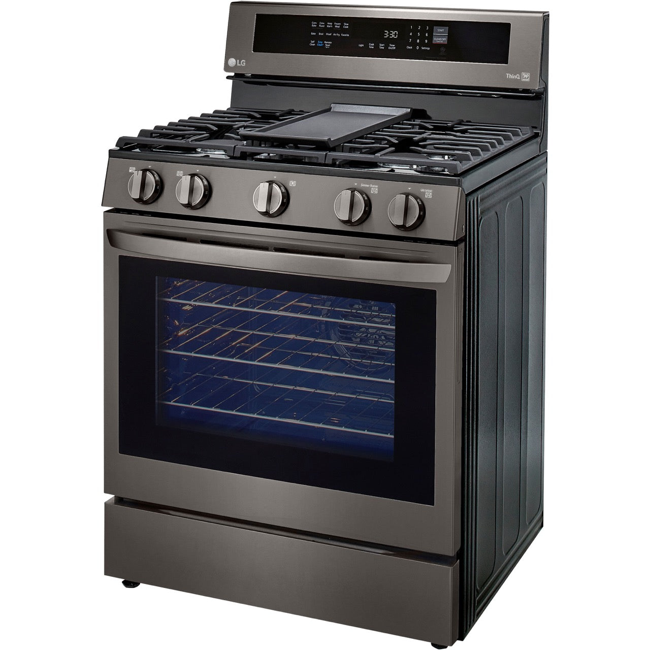 LG 5.8-Cu. Ft. Gas Convection Smart Range with AirFry and InstaView, Black Stainless Steel (LRGL5825D)