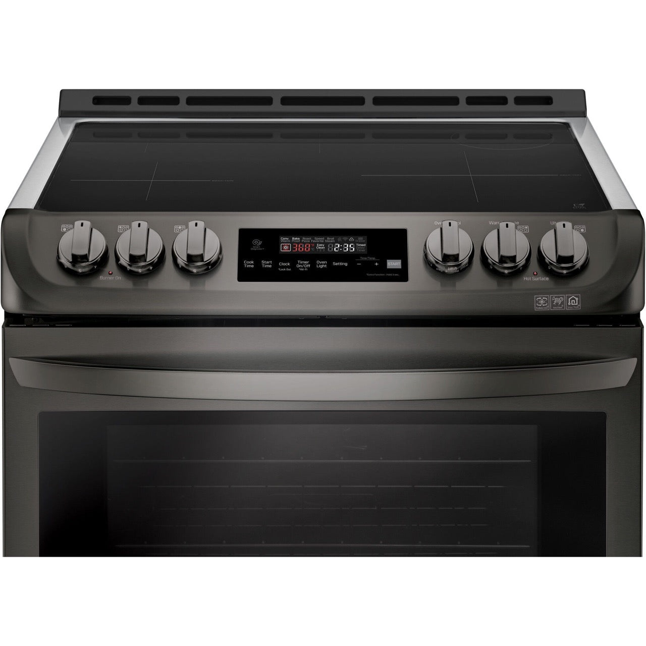 LG Electronics 6.3-Cu. Ft. Slide-In Electric Smart Range with ProBake Convection and Induction, Black Stainless Steel (LSE4616BD)