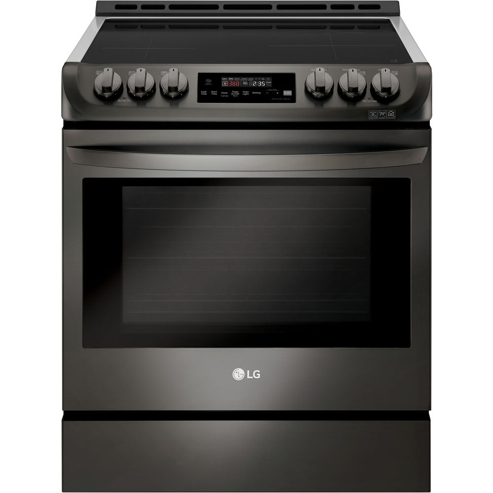 LG Electronics 6.3-Cu. Ft. Slide-In Electric Smart Range with ProBake Convection and Induction, Black Stainless Steel (LSE4616BD)