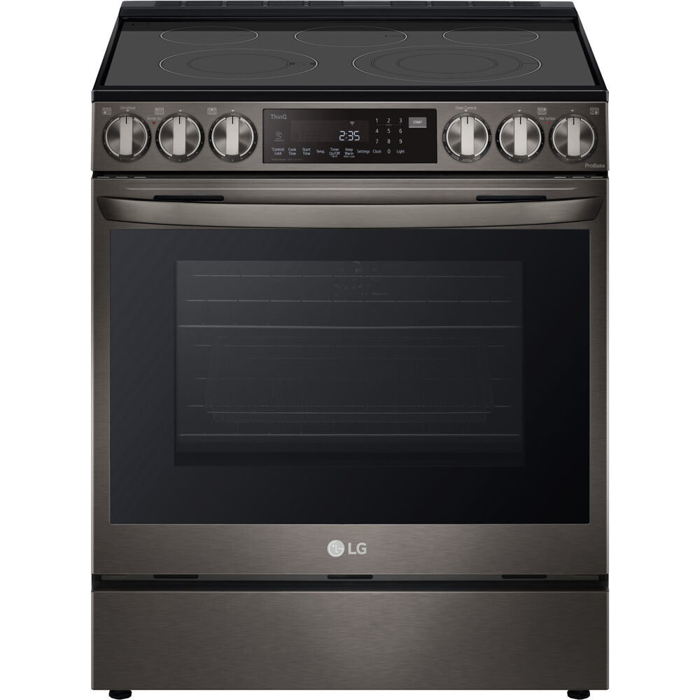 LG 6.3-Cu. Ft. Smart Wi-Fi Enabled ProBake Convection InstaView Electric Slide-in Range with Air Fry, Black Stainless Steel (LSEL6335D)