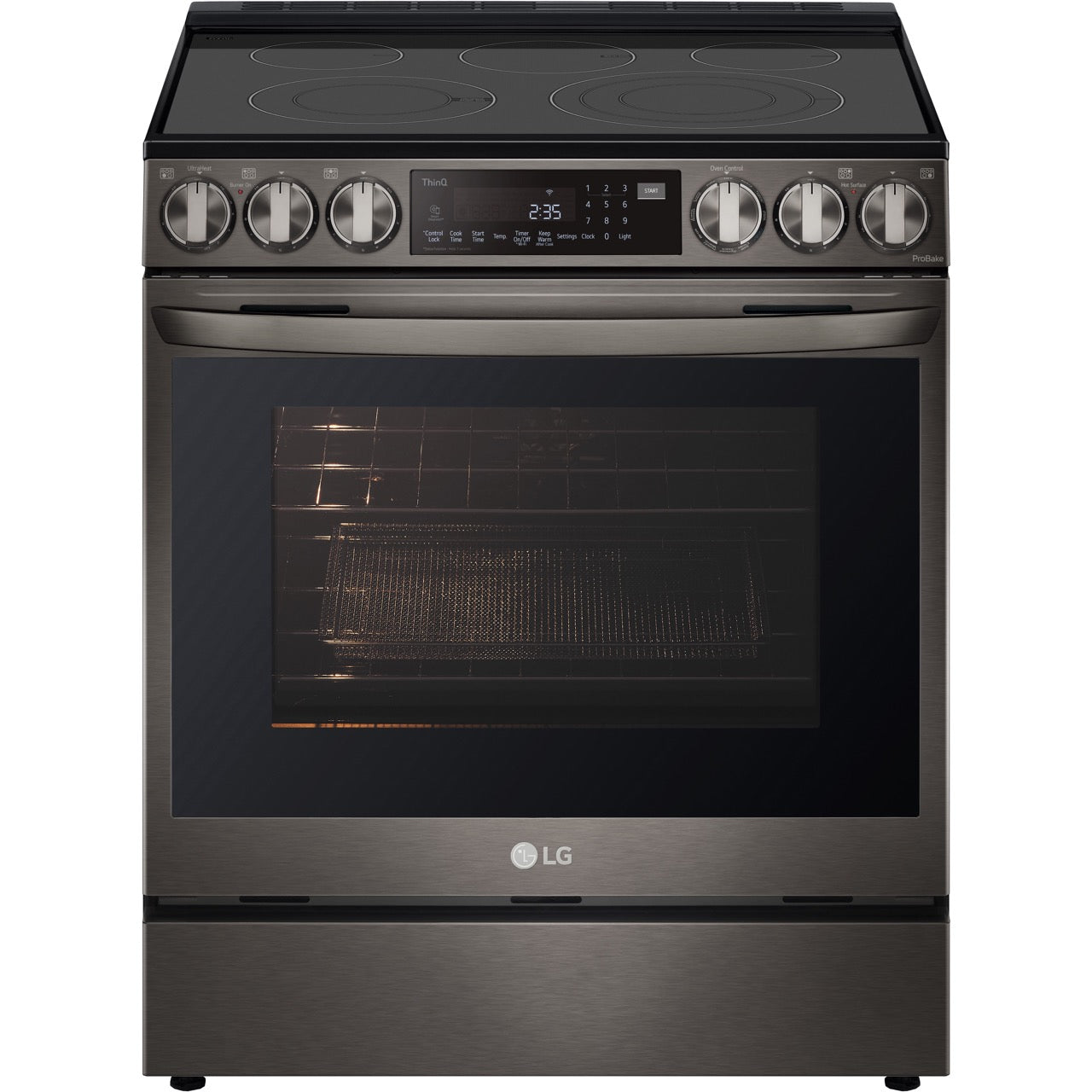 LG 6.3-Cu. Ft. Smart Wi-Fi Enabled ProBake Convection InstaView Electric Slide-in Range with Air Fry, Black Stainless Steel (LSEL6335D)