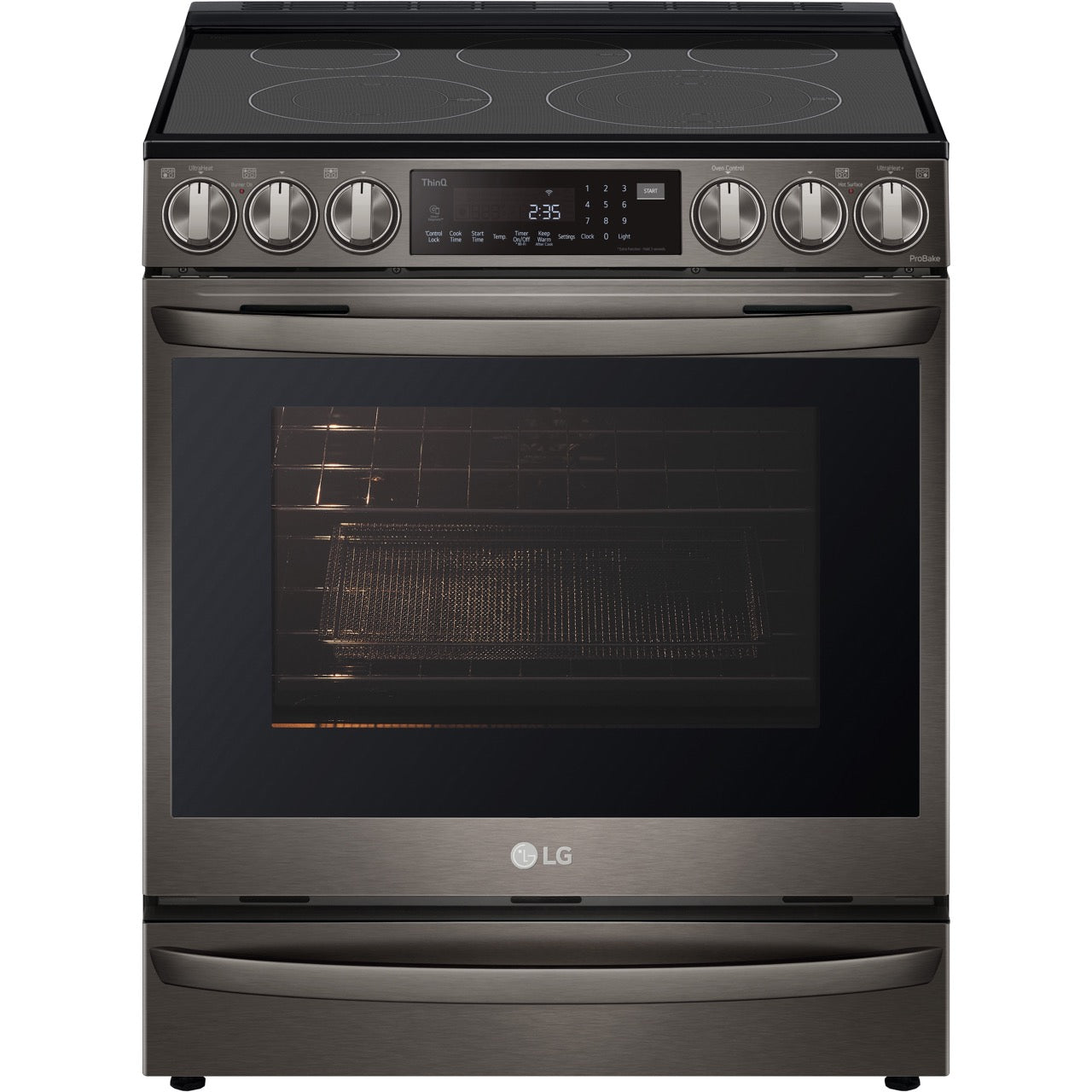 LG 6.3-Cu. Ft. Smart Wi-Fi Enabled ProBake Convection InstaView Electric Slide-in Range with Air Fry, Black Stainless Steel (LSEL6337D)