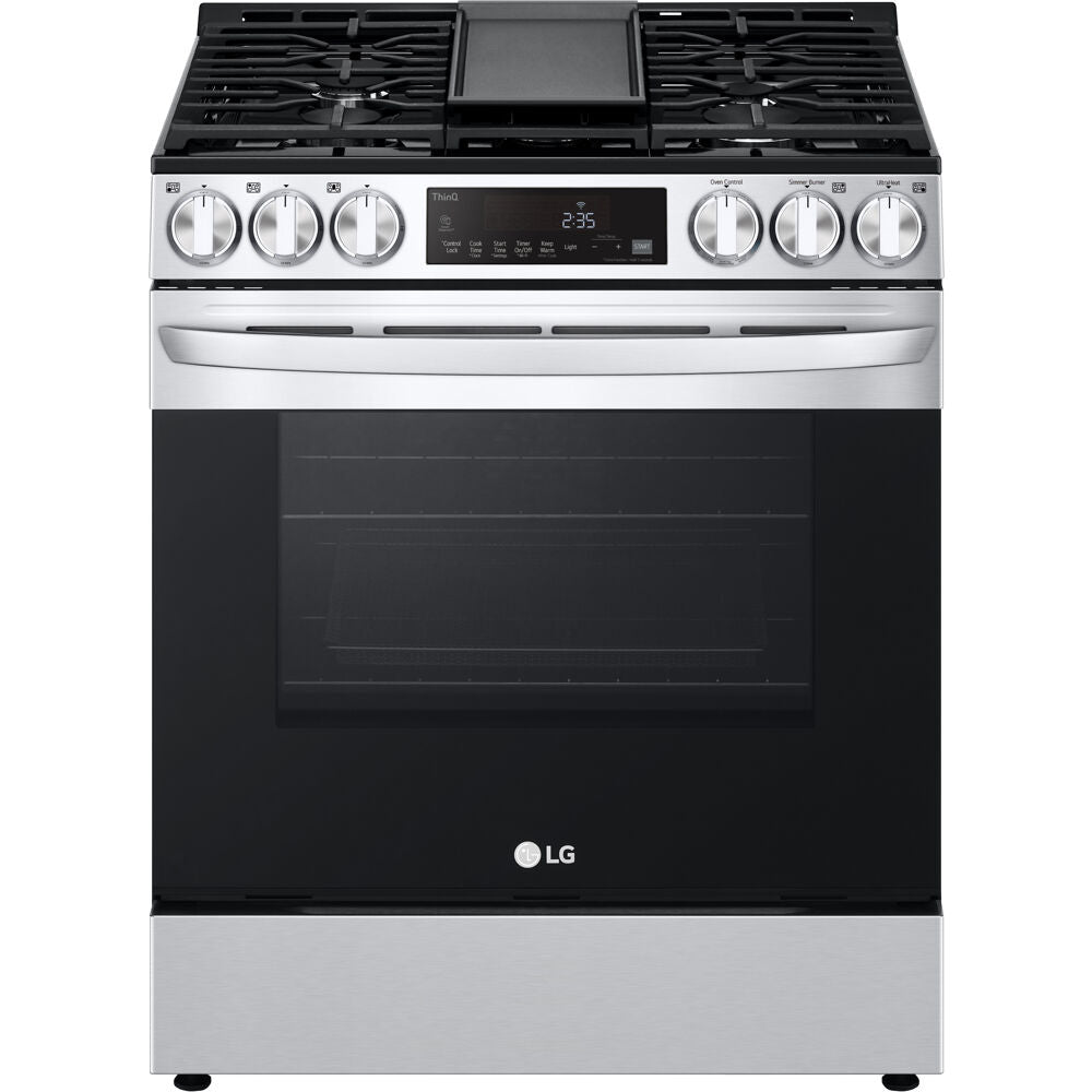 LG 5.8-Cu Ft. Smart Wi-Fi Enabled Fan Convection Gas Slide-in Range with Air Fry and EasyClean (LSGL5833F)