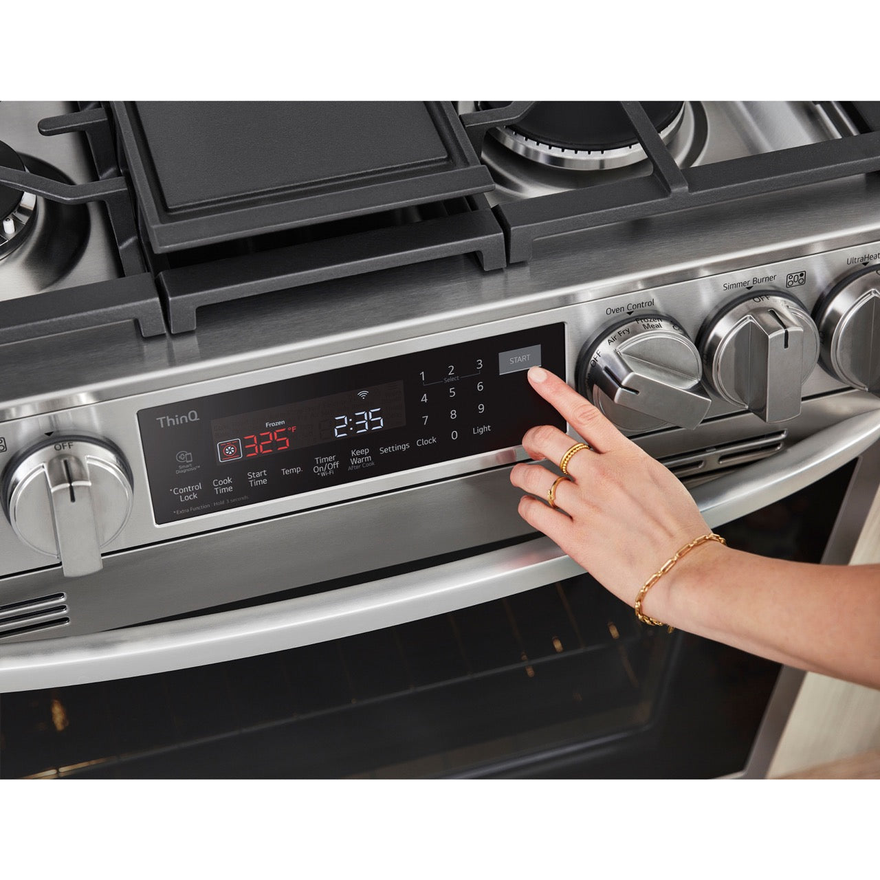 LG 6.3-Cu. Ft. Smart Wi-Fi Enabled ProBake Convection InstaView Gas Slide-in Range with Air Fry, Stainless Steel (LSGL6335F)