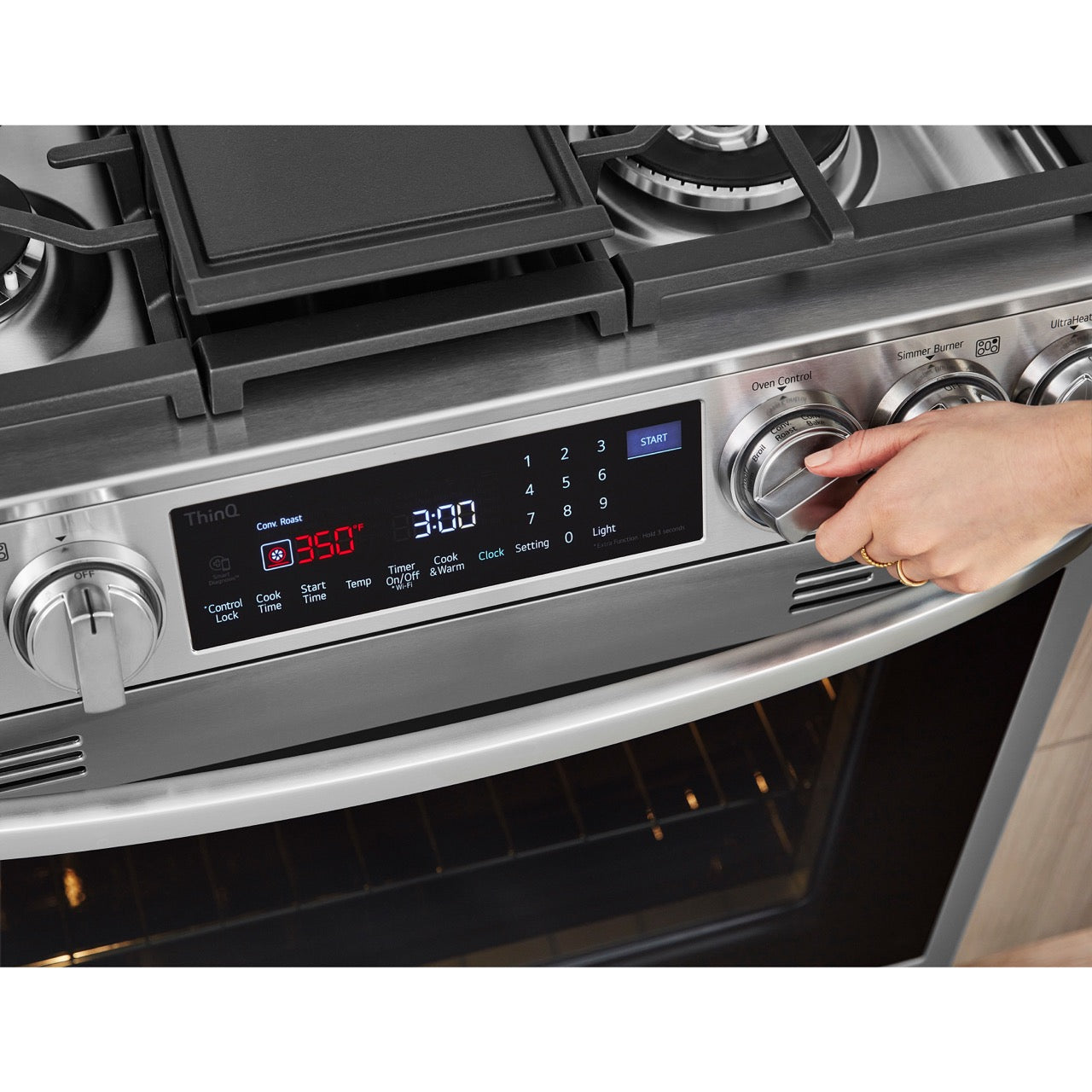 LG 6.3-Cu. Ft. Smart Wi-Fi Enabled ProBake Convection InstaView Gas Slide-in Range with Air Fry, Stainless Steel (LSGL6337F)