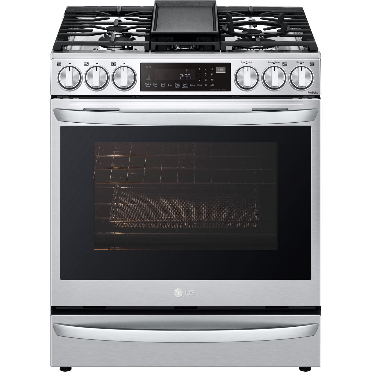 LG 6.3-Cu. Ft. Smart Wi-Fi Enabled ProBake Convection InstaView Gas Slide-in Range with Air Fry, Stainless Steel (LSGL6337F)