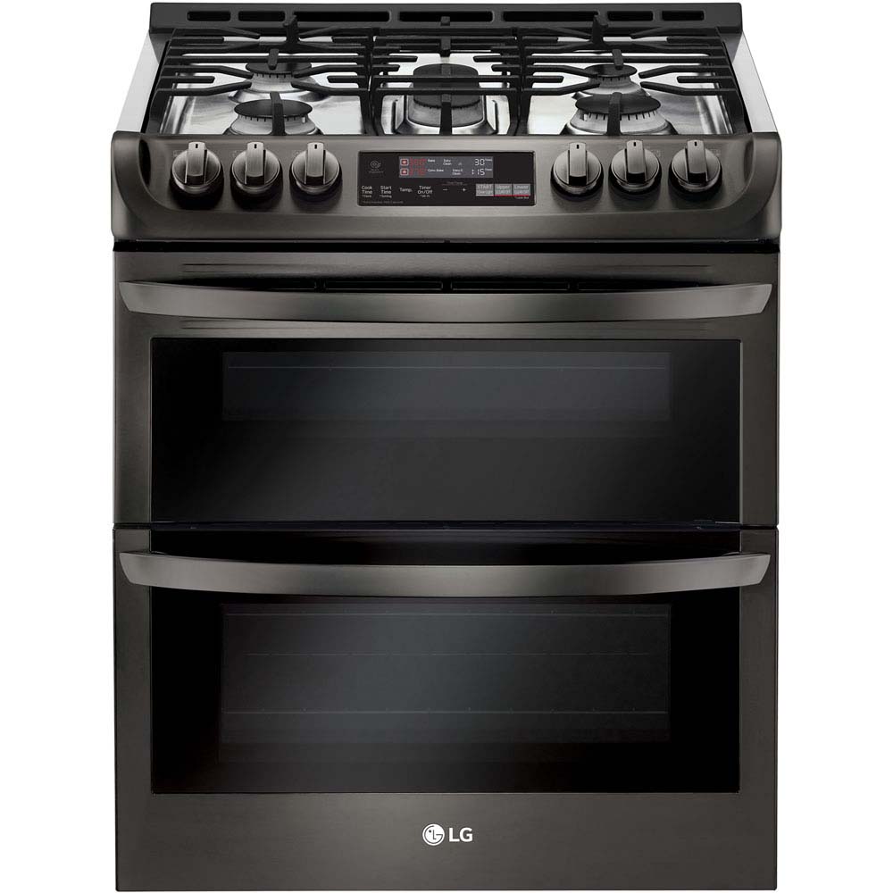 Black stainless LG range with double ovens