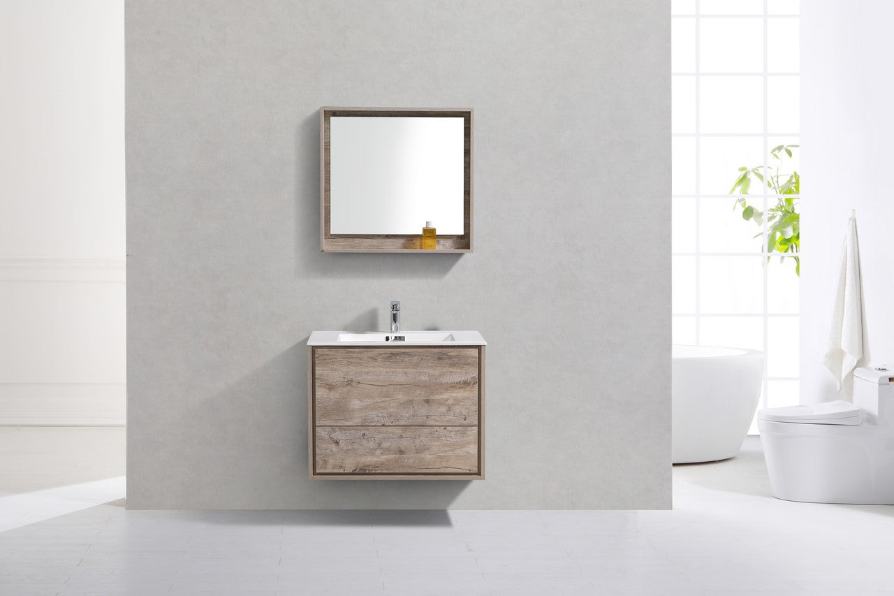 KubeBath 30 in. De Lusso Wall Mount Modern Bathroom Vanity With Color Options