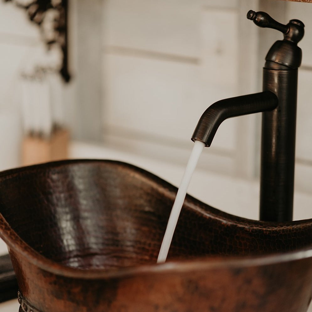 Single Handle Bathroom Vessel Faucet in Oil Rubbed Bronze (B-VF01ORB) - Rustic Kitchen & Bath - Bath Faucets - Premier Copper Products
