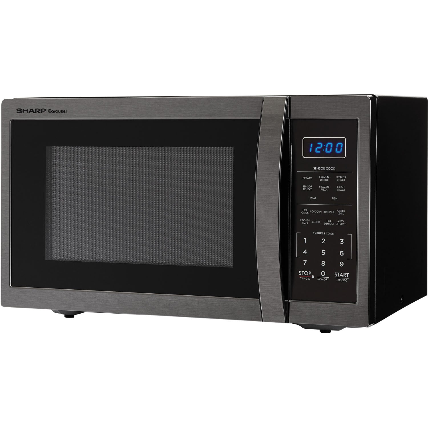 Sharp Carousel 1.4 cu. ft. 1100W 21 in. Countertop Microwave Oven in Black Stainless Steel (SMC1452CH)