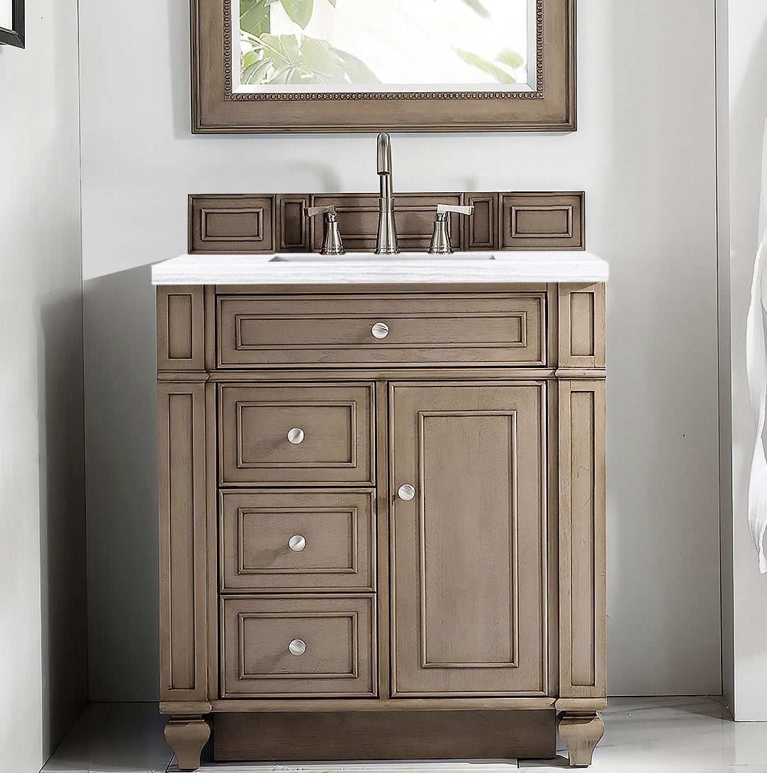 James Martin Vanities Bristol Collection 30 in. Single Vanity in Whitewashed Walnut with Countertop Options