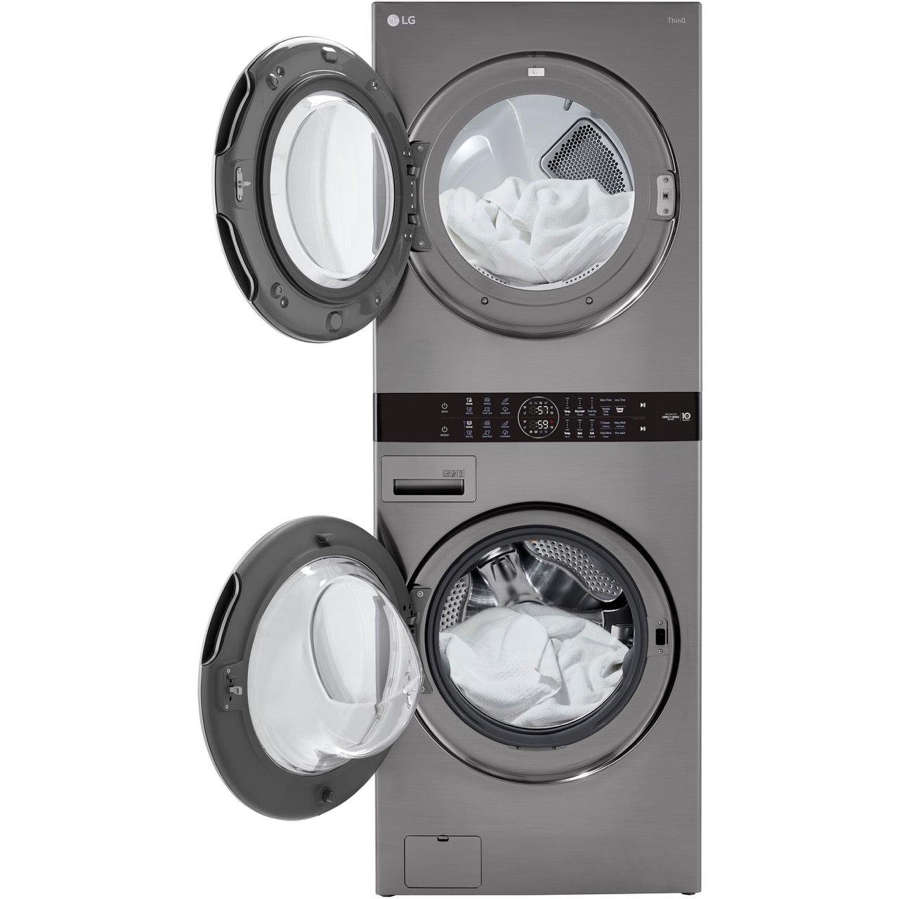 LG WashTower Single Front Load Unit with Center Control, 4.5-Cu. Ft. Washer and 7.4-Cu. Ft. Electric Dryer in Graphite (WKE100HVA)