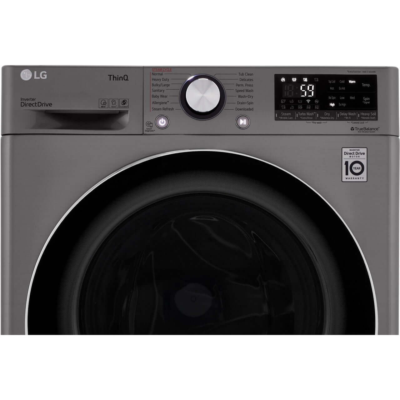 LG 2.4-Cu. Ft. Smart Wi-Fi-Enabled Compact Front-Load All-In-One Washer/Dryer Combo with Built-In Intelligence in Graphite Steel (WM3555HVA)