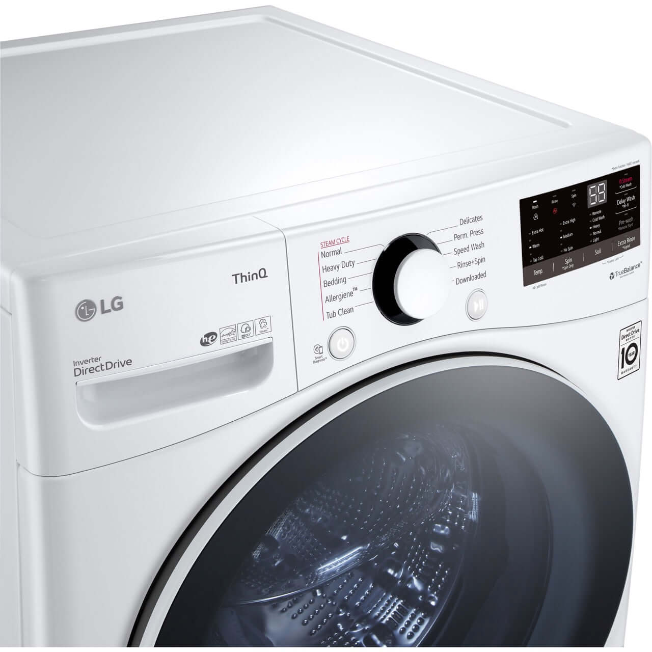 LG 27 In. 4.5-Cu. Ft. Front Load Washer with Steam Technology in White (WM3600HWA)