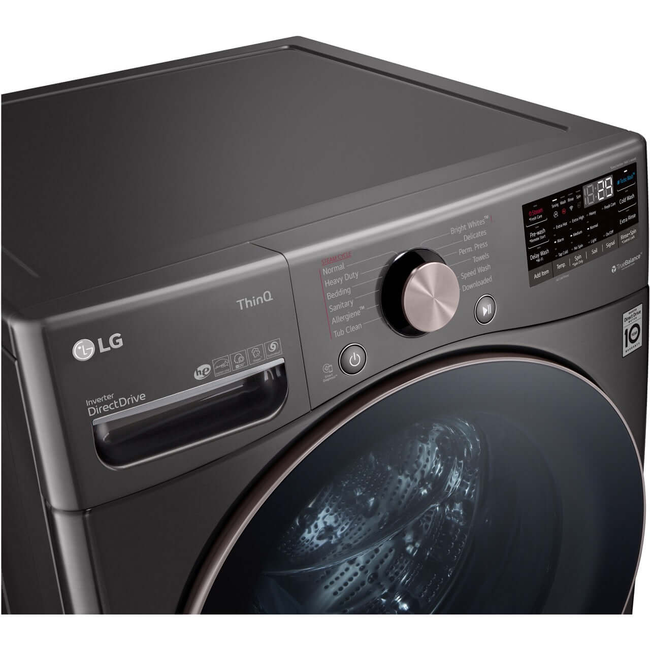 LG 27 In. 4.5-Cu. Ft. Front Load Washer with Steam Technology in Black Steel (WM4000HBA)