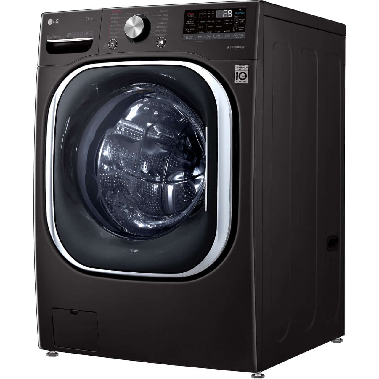 LG 27 In. 5.0-Cu. Ft. Front Load Washer with TurboWash 360 and Built-In Intelligence in Black Steel (WM4500HBA)