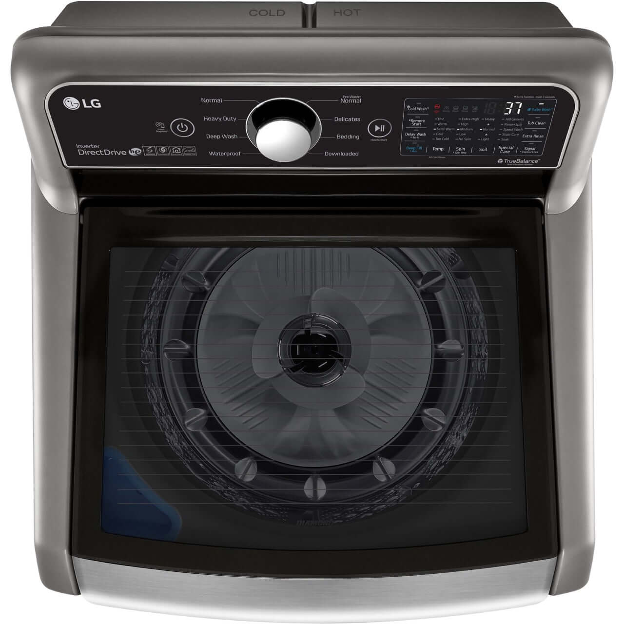 LG 27 In. 4.8 cu.ft. Top Load Washer with Agitator and TurboWash3D Technology in Graphite Steel (WT7305CV)