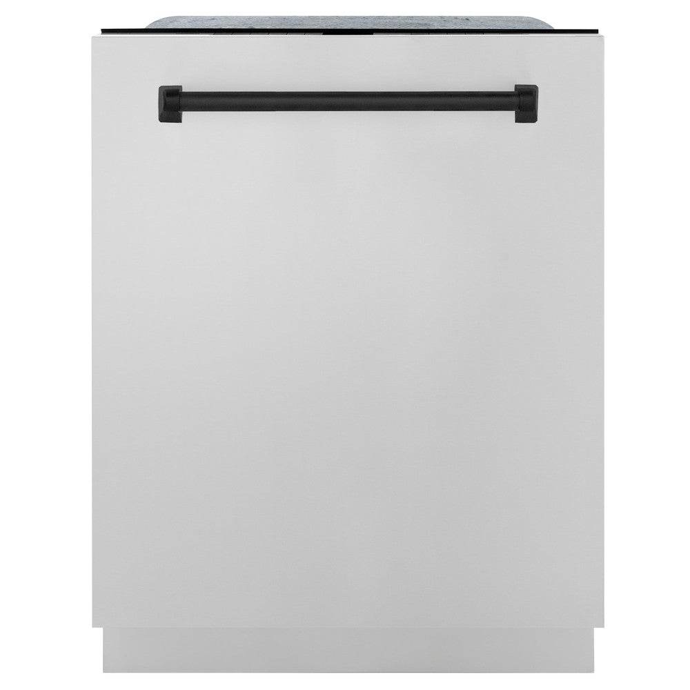 ZLINE Autograph Edition 24" Tall Tub Dishwasher with Matte Black Handle (DWMTZ-304-24-MB) front.