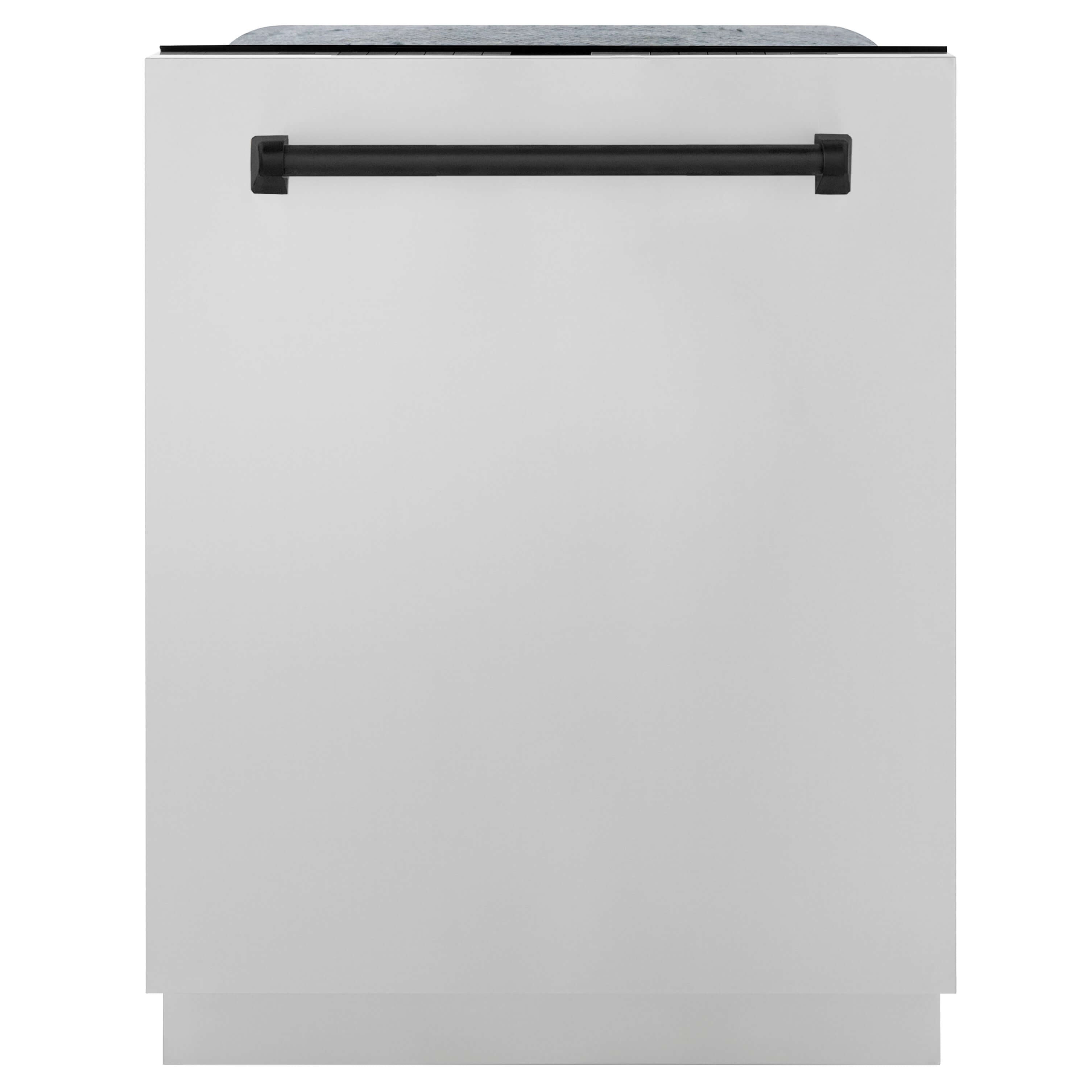 ZLINE 30 in. Autograph Edition Kitchen Package with Stainless Steel Dual Fuel Range, Range Hood, Dishwasher and Refrigeration Including External Water Dispenser with Matte Black Accents (4AKPR-RARHDWM30-MB)