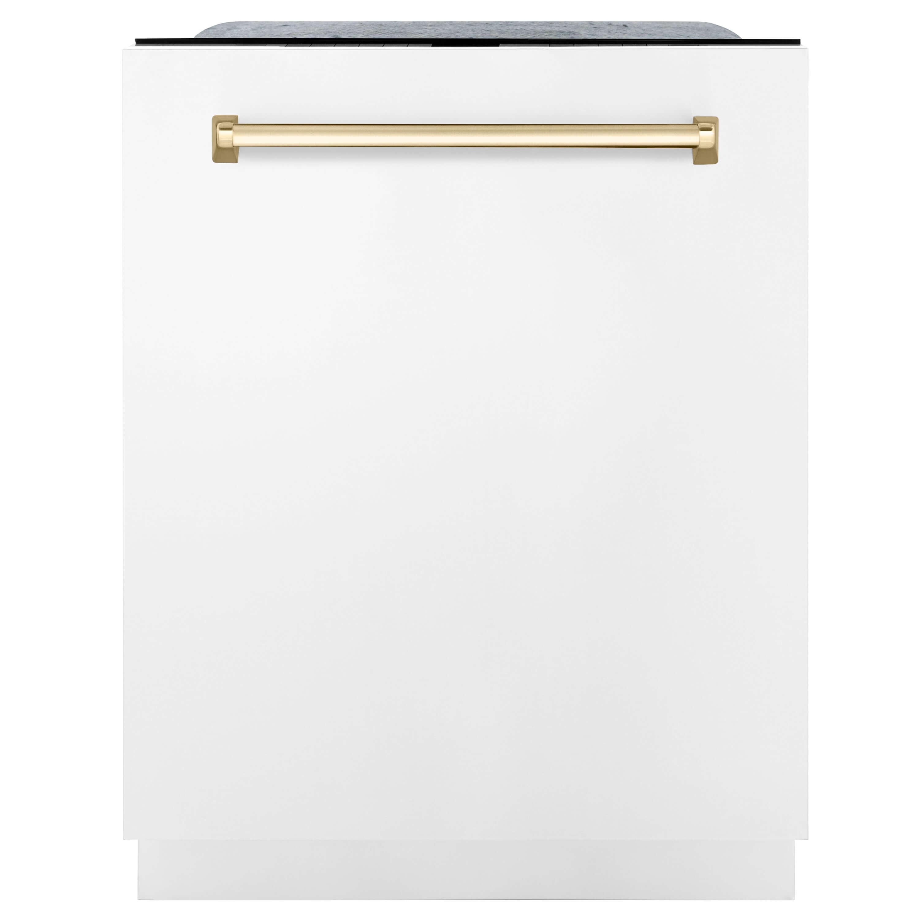 ZLINE 48 in. Autograph Edition Kitchen Package with Stainless Steel Dual Fuel Range with White Matte Door, Range Hood and Dishwasher with Polished Gold Accents (3AKP-RAWMRHDWM48-G)
