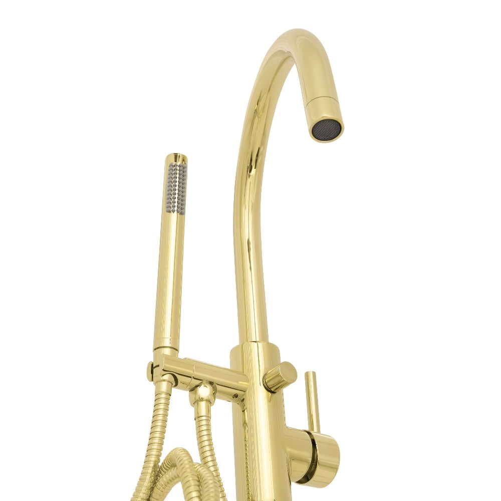 ZLINE Emerald Bay Bath Tub Filler in Polished Gold faucet and handle detail