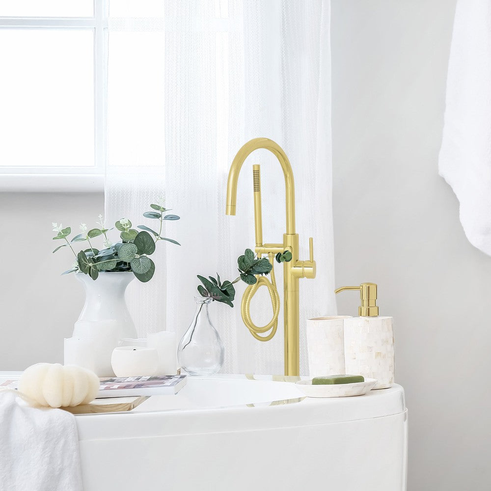 ZLINE Emerald Bay Bath Tub Filler in Polished Gold lifestyle