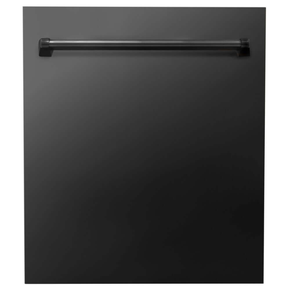 ZLINE 24 in. Dishwasher Panel in Black Stainless Steel with Traditional Handle