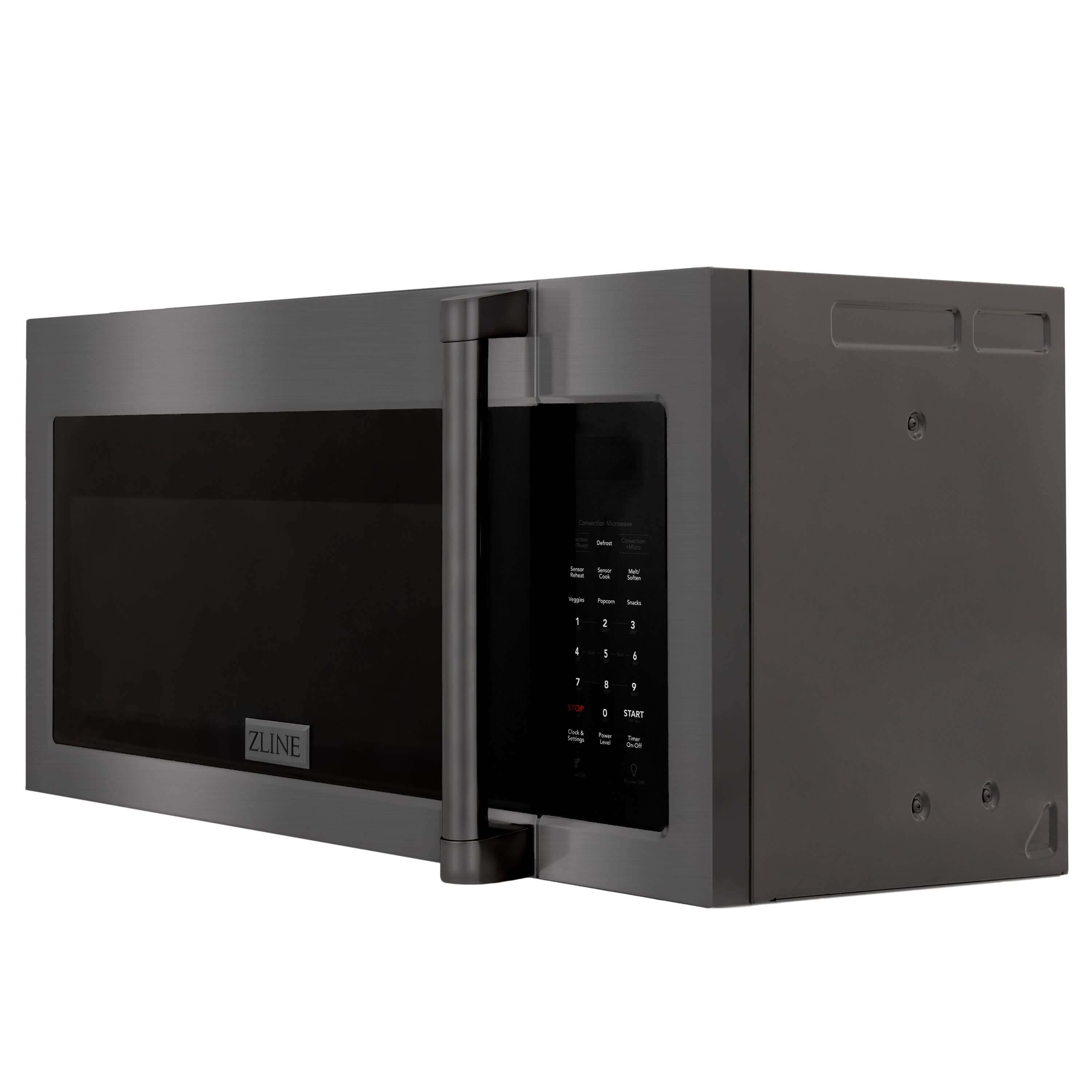 ZLINE 30 in. Black Stainless Steel Over the Range Convection Microwave Oven with Traditional Handle (MWO-OTR-H-BS) Side View