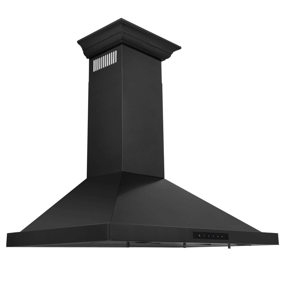 ZLINE Convertible Vent Wall Mount Range Hood in Black Stainless Steel with Crown Molding (BSKBNCRN) 30 Inch