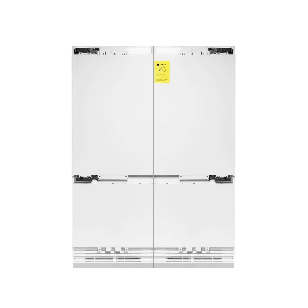 ZLINE 60 in. 32.2 cu. Ft. Panel Ready Built-In 4-Door French Door Refrigerator with Internal Water and Ice Dispenser (RBIV-60) front, closed, without panels.