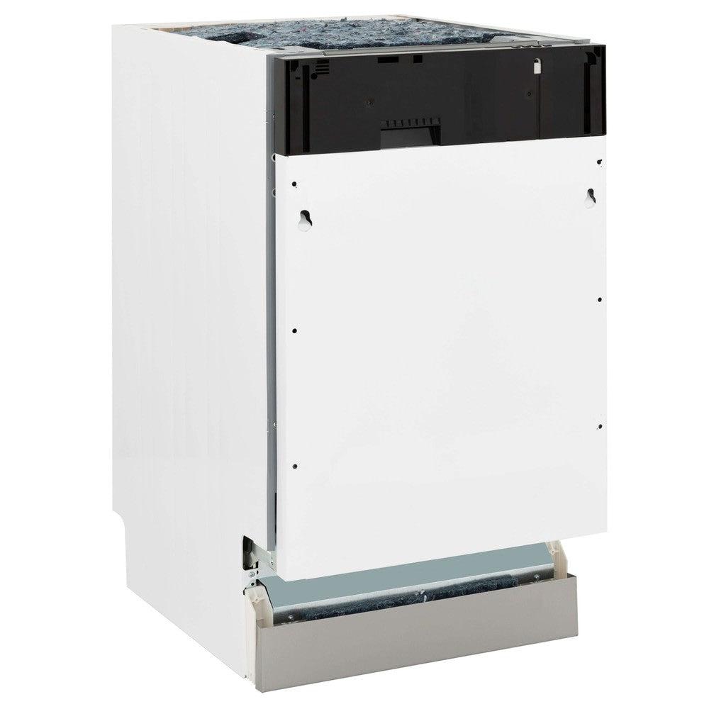 ZLINE 18 in. Tallac Series 3rd Rack Top Control Built-In Dishwasher in Custom Panel Ready with Stainless Steel Tub, 51dBa (DWV-18) side, without panel.
