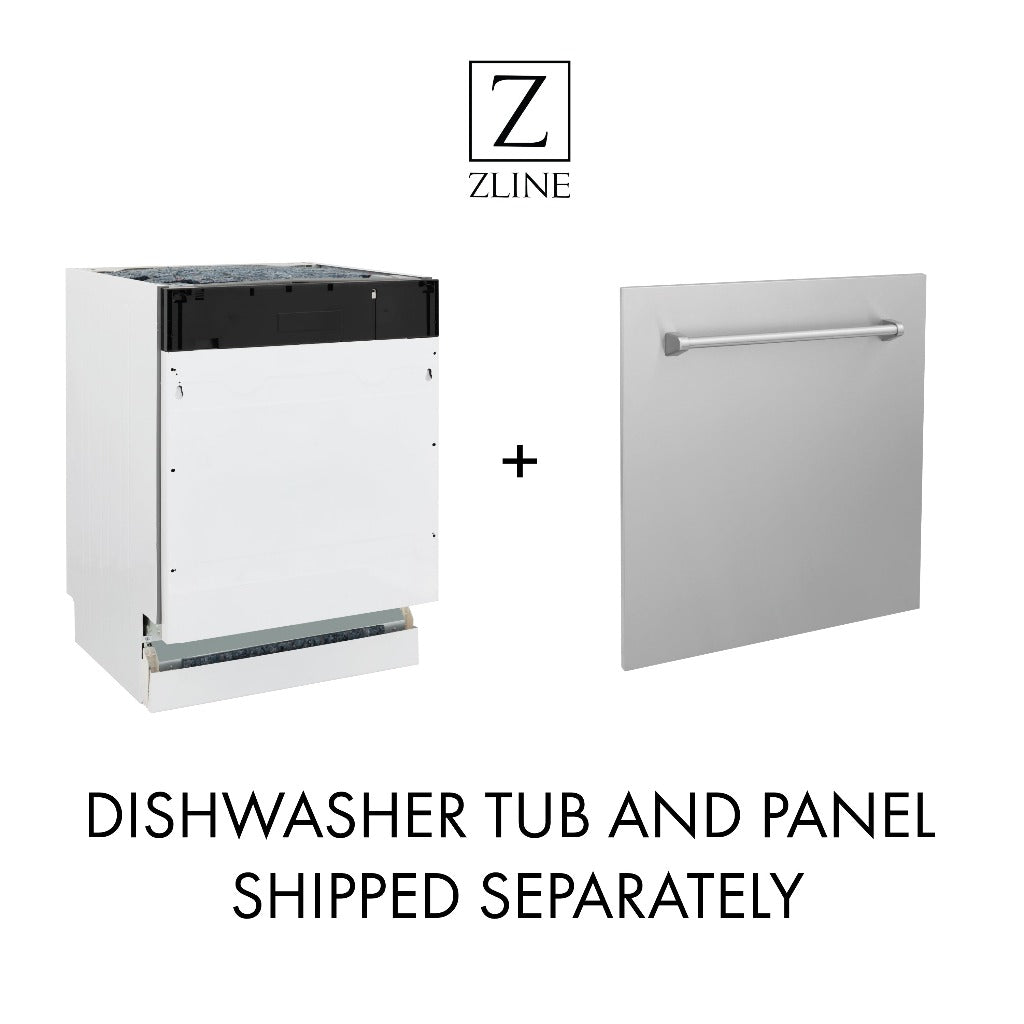 ZLINE Autograph Edition 18 in. Tallac Series 3rd Rack Top Control Built-In Dishwasher in White Matte with Polished Gold Handle, 51dBa (DWVZ-WM-18-G) dishwasher tub and panel will be shipped separately.