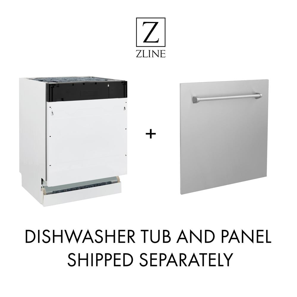 ZLINE Autograph Edition 18 in. Tallac Series 3rd Rack Top Control Built-In Dishwasher in Black Stainless Steel with Polished Gold Handle, 51dBa (DWVZ-BS-18-G) dishwasher tub and panel will be shipped separately.