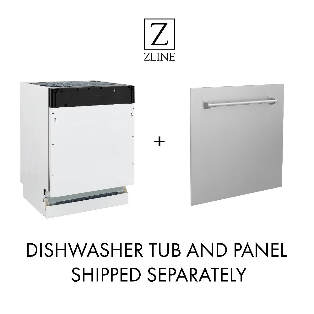 ZLINE Autograph Edition 18 in. Tallac Series 3rd Rack Top Control Built-In Dishwasher in Stainless Steel with Polished Gold Handle, 51dBa (DWVZ-304-18-G) dishwasher tub and panel will be shipped separately.