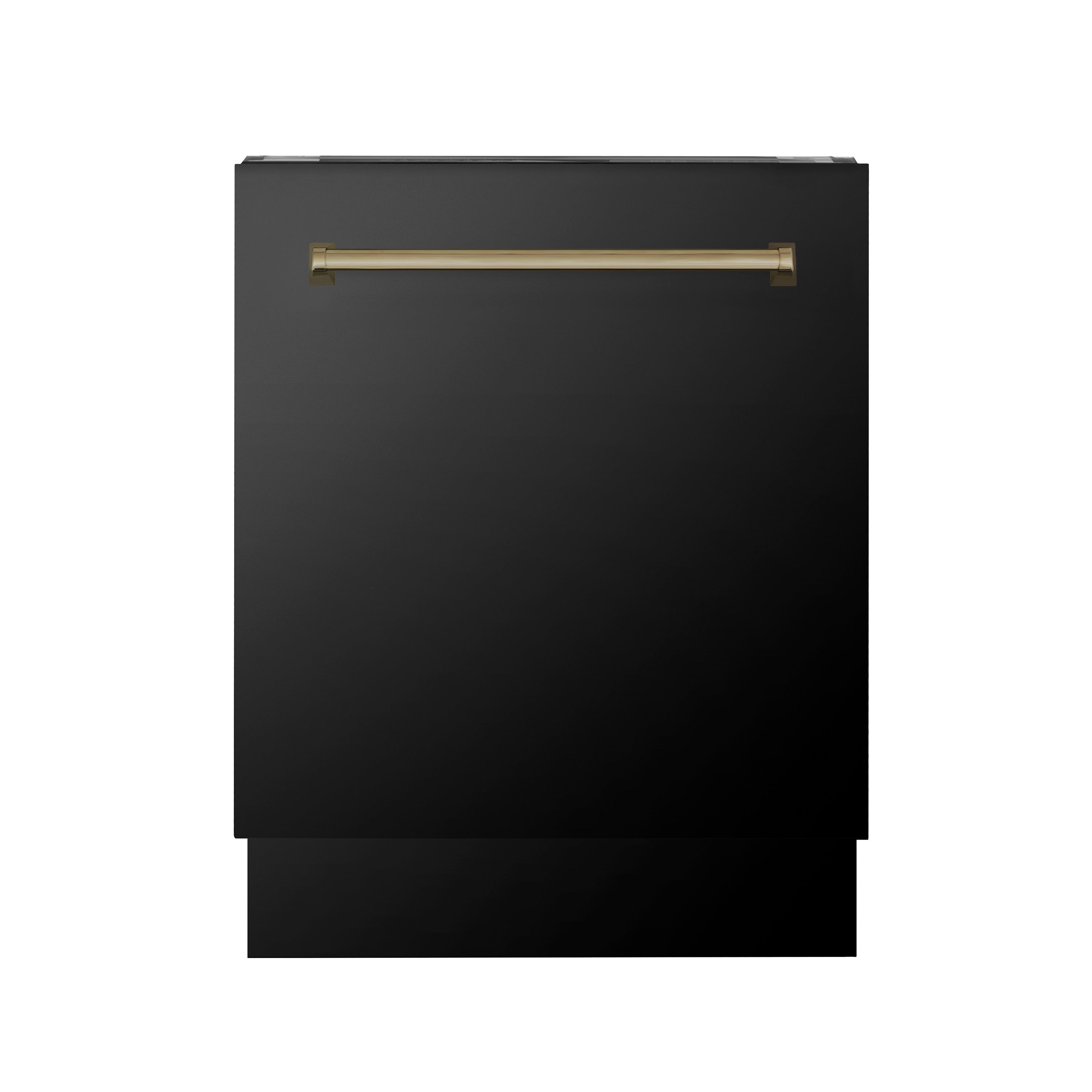 ZLINE Autograph Edition black stainless steel dishwasher with champagne bronze accents front