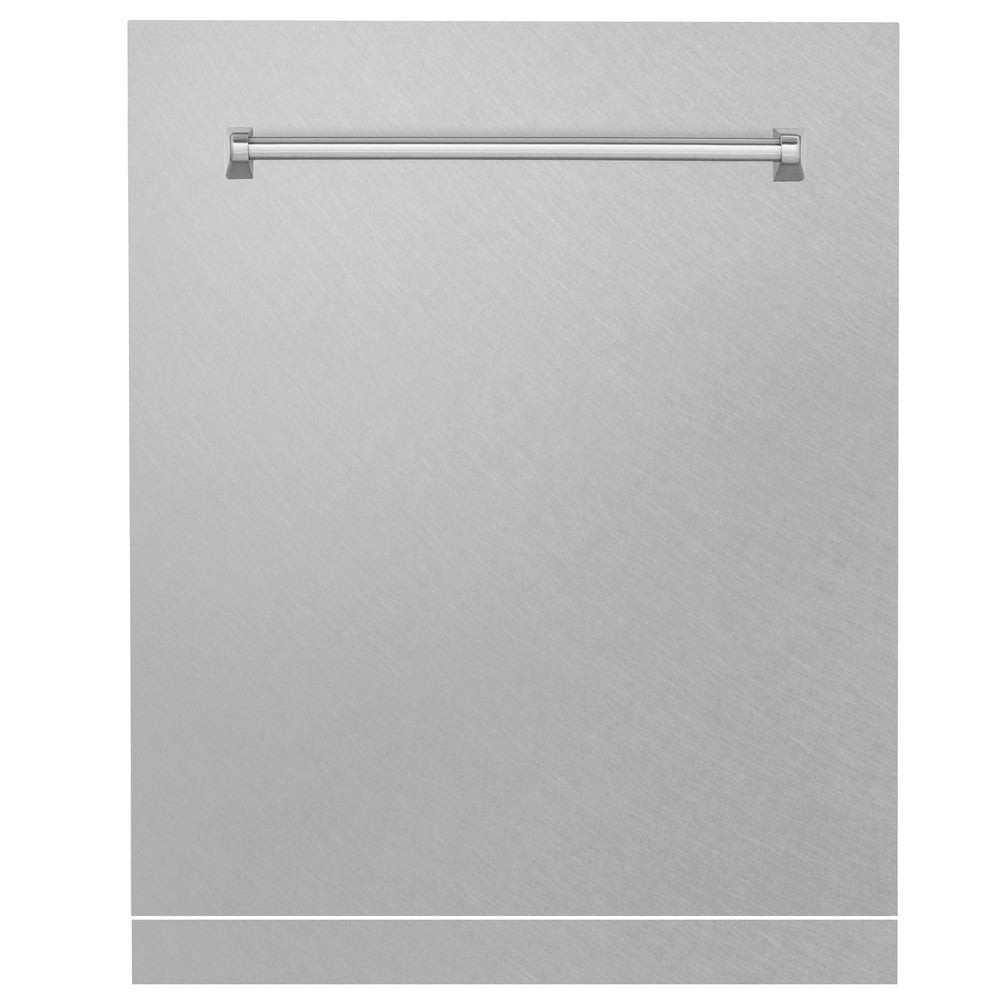 ZLINE 24" Monument Dishwasher Panel with Traditional Handle in DuraSnow Stainless Steel with Kickplate