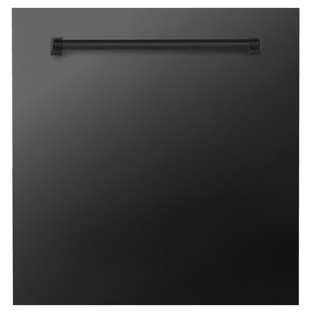 ZLINE 24" Monument Dishwasher Panel with Traditional Handle in Black Stainless Steel without Kickplate