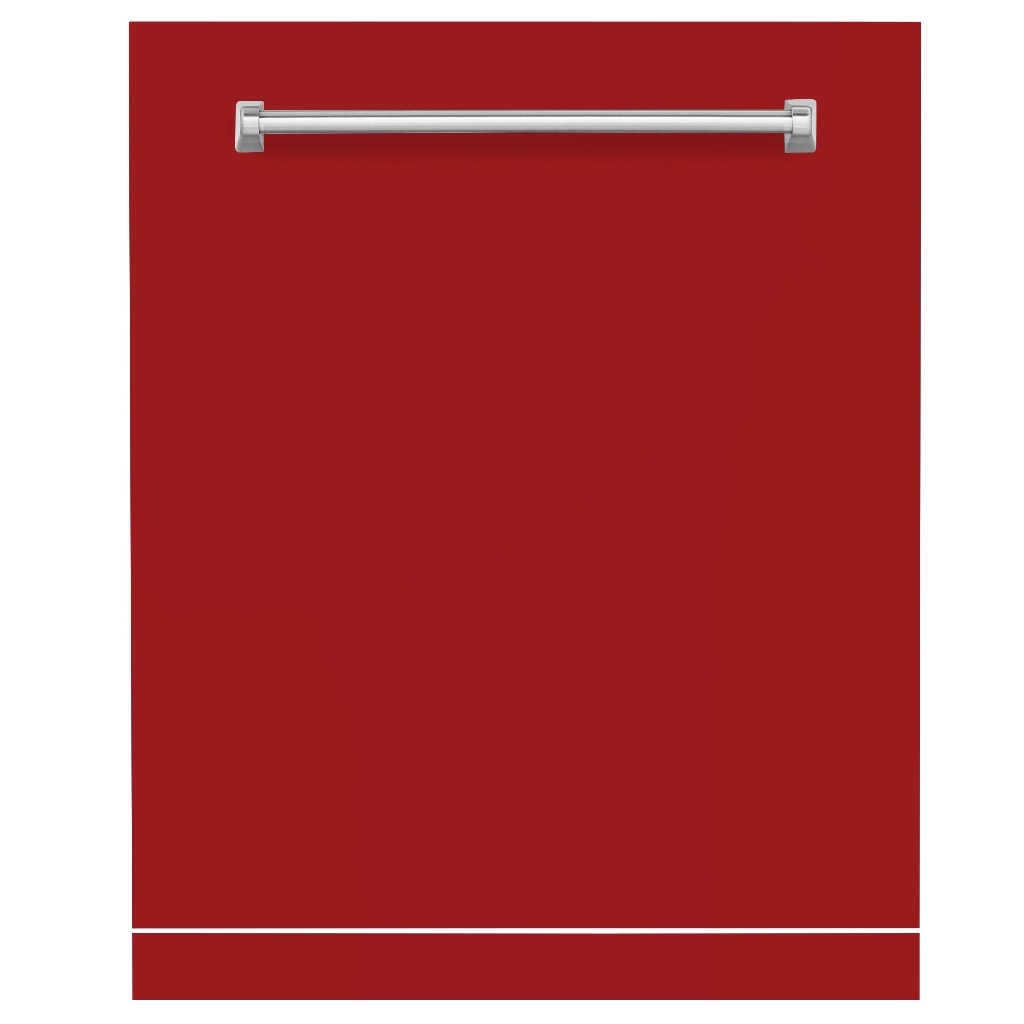 ZLINE 24" Monument Dishwasher Panel with Traditional Handle in Red Gloss with Kickplate