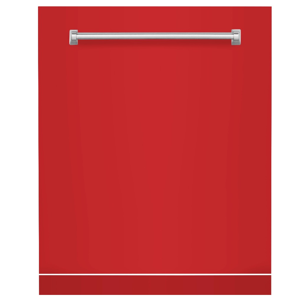 ZLINE 24" Monument Dishwasher Panel with Traditional Handle in Red Matte with Kickplate