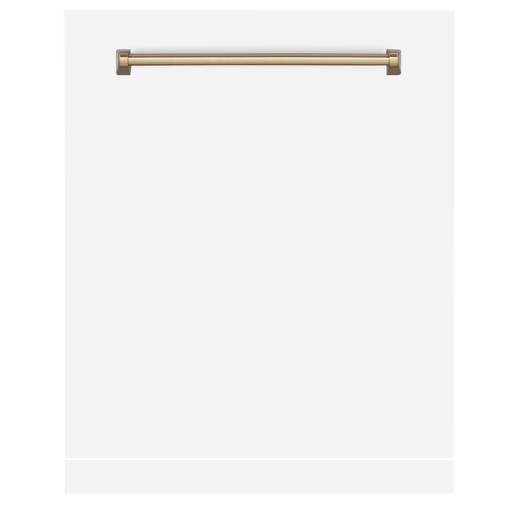 ZLINE Autograph Edition 24 in. Monument Dishwasher Panel with Champagne Bronze Handle in Color Options (DPMTZ-24-CB) White Matte with Champagne Bronze Handle
