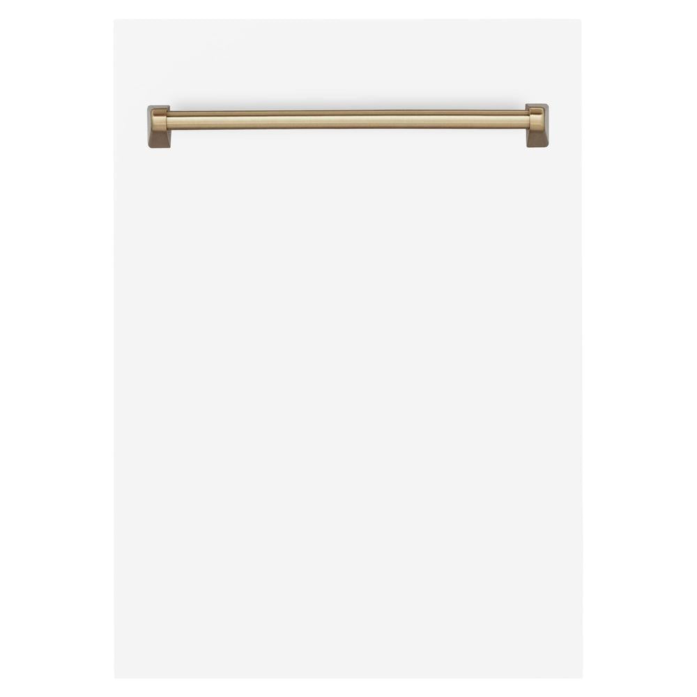 ZLINE Autograph Edition 18 in. Tallac Dishwasher Panel in White Matte with Champagne Bronze Handle (DPVZ-WM-18-CB) 