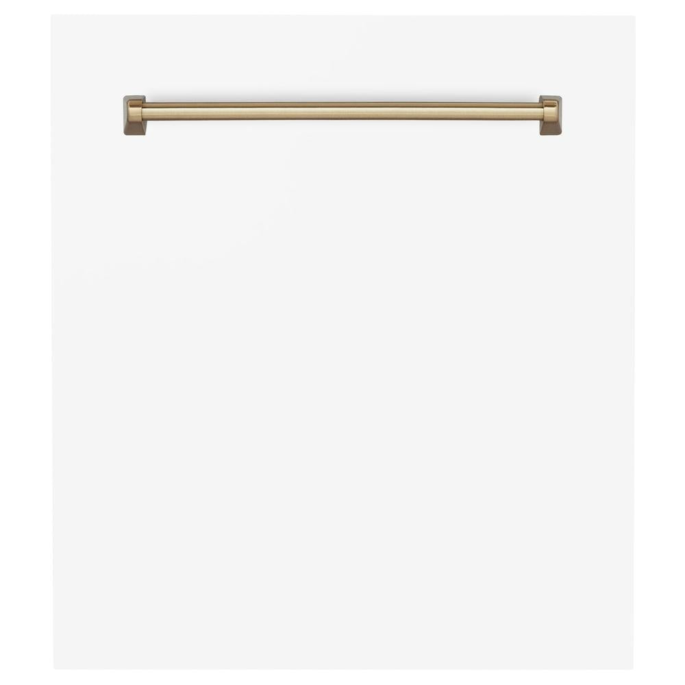ZLINE Autograph Edition 24 in. Tallac Dishwasher Panel in White Matte with Accented Handle (DPVZ-WM-24) Champagne Bronze