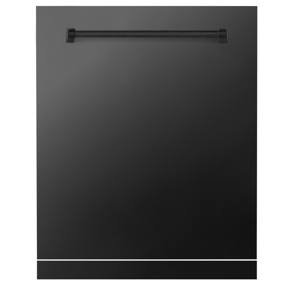 ZLINE 24" Monument Dishwasher Panel with Traditional Handle in Black Stainless Steel with Kickplate