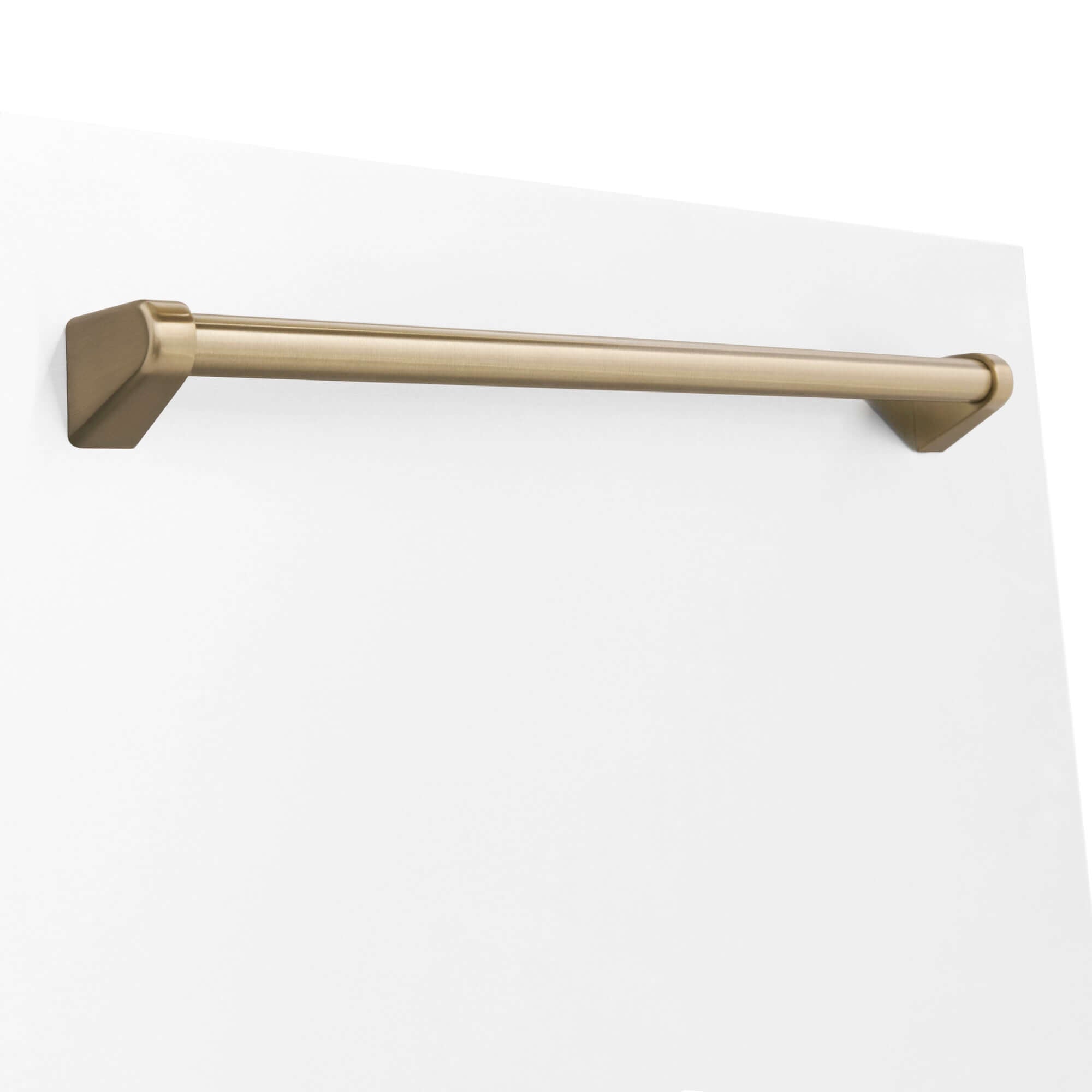 Champagne Bronze handle on ZLINE Autograph Edition 24" Dishwasher with White Matte panel.