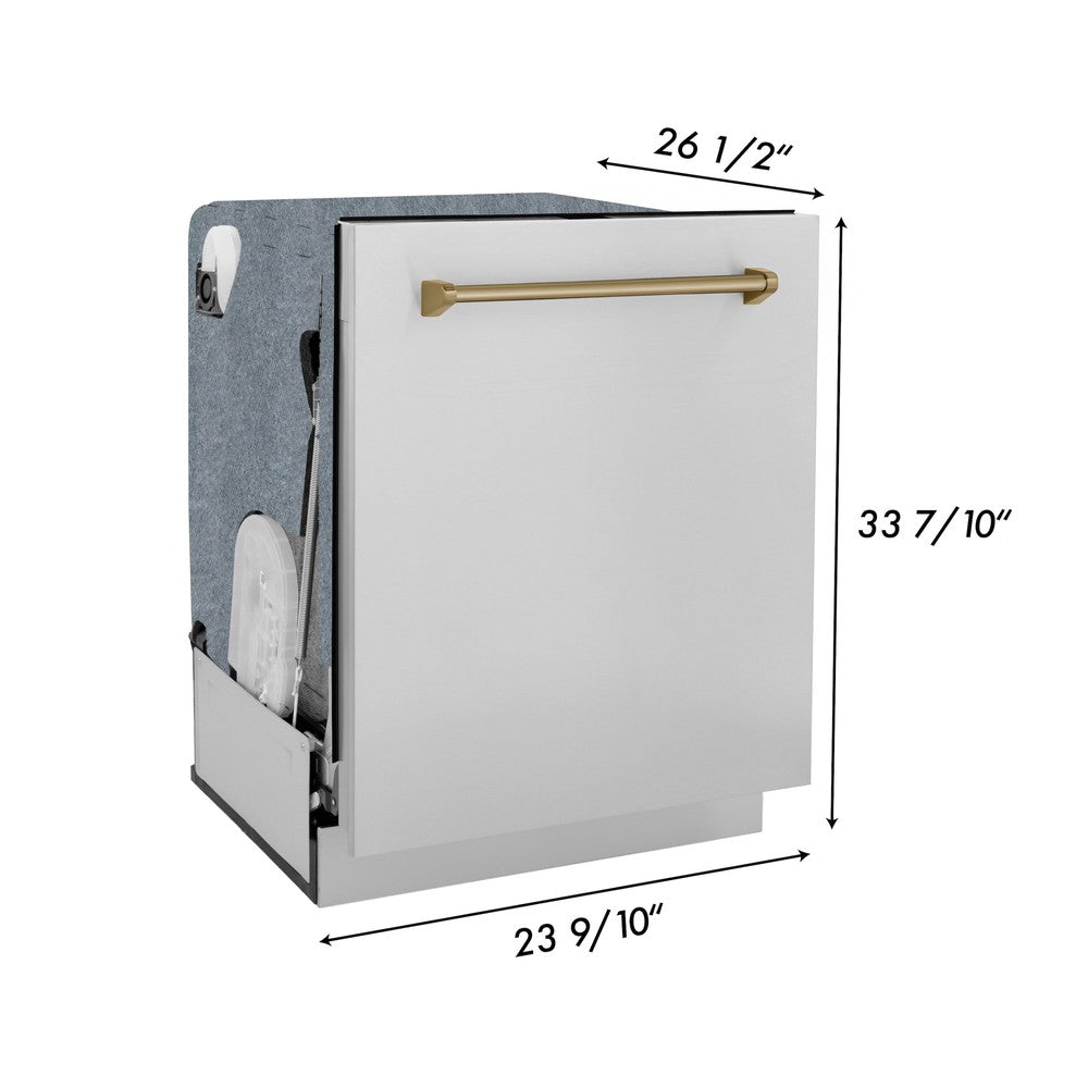 ZLINE 24-inch dishwasher dimensional diagram with measurements.