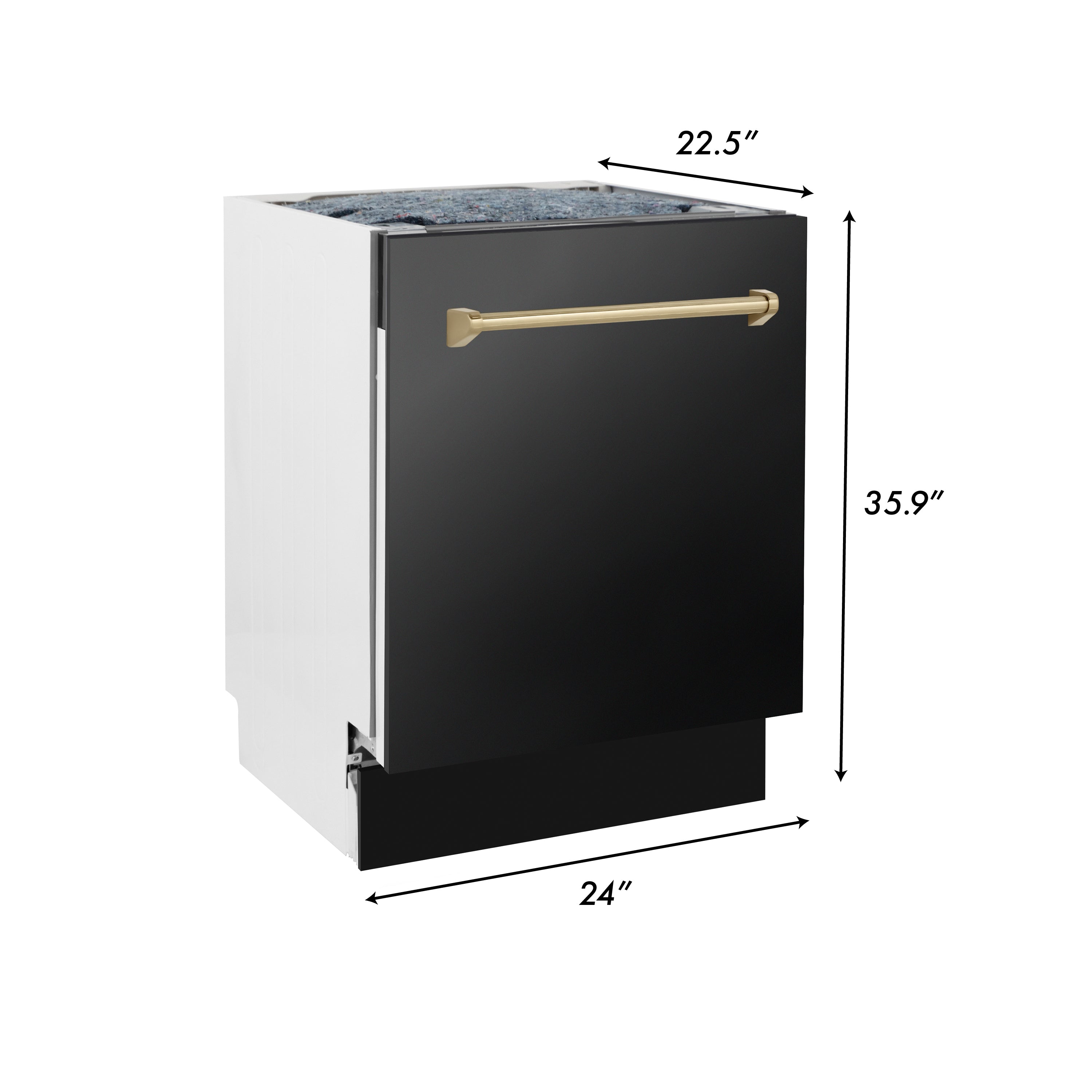 ZLINE 48 Autograph Edition Kitchen Package with Stainless Steel Dual Fuel Range, Range Hood, Dishwasher and Refrigeration with Gold Accents