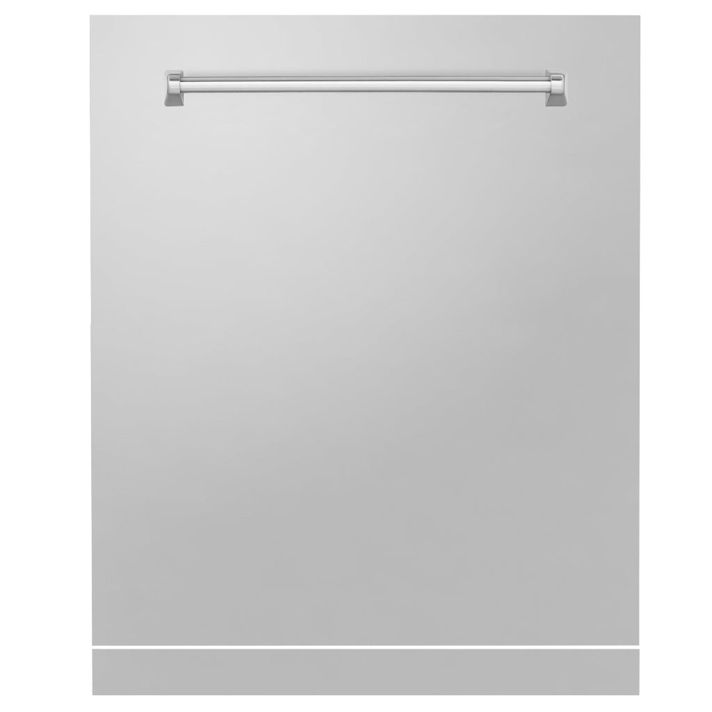 ZLINE 24" Monument Dishwasher Panel with Traditional Handle in Stainless Steel with Kickplate