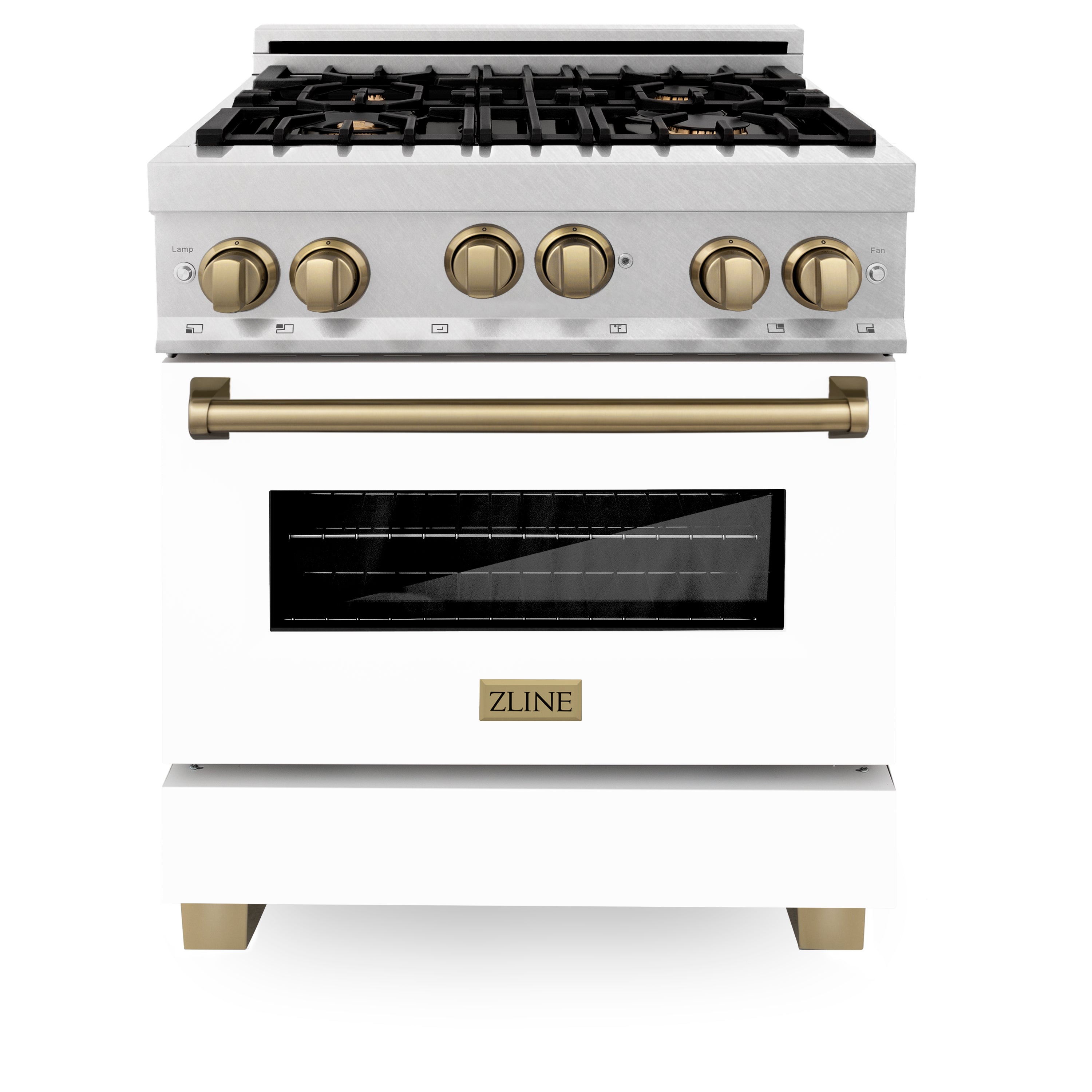 ZLINE Autograph Edition 30 in. 4.0 cu. ft. Range with Gas Stove and Gas Oven in DuraSnow Stainless Steel with White Matte Door and Accents (RGSZ-WM-30)